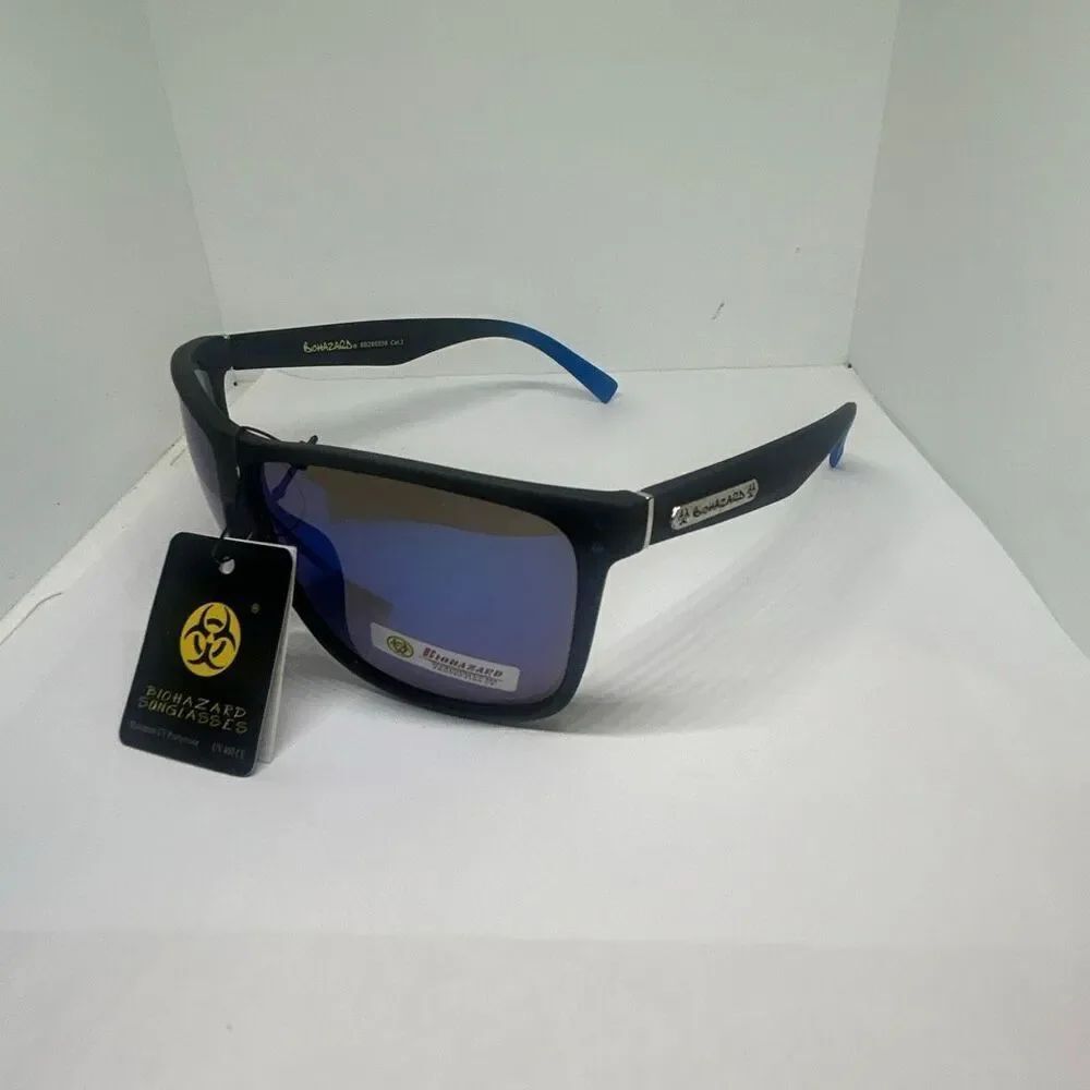 Biohazard Mirrored Sunglasses Men’s UV400 Protection